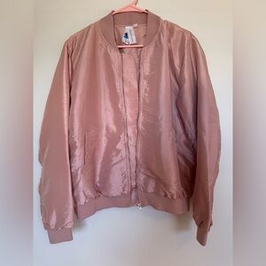 Society Girl blush pink satin silky looking lightweight bomber jacket size large